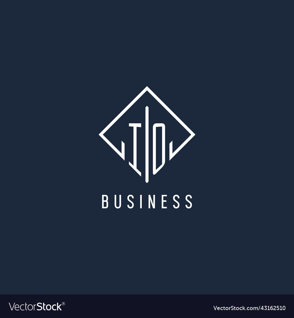 Io Initial Logo With Luxury Rectangle Style Design