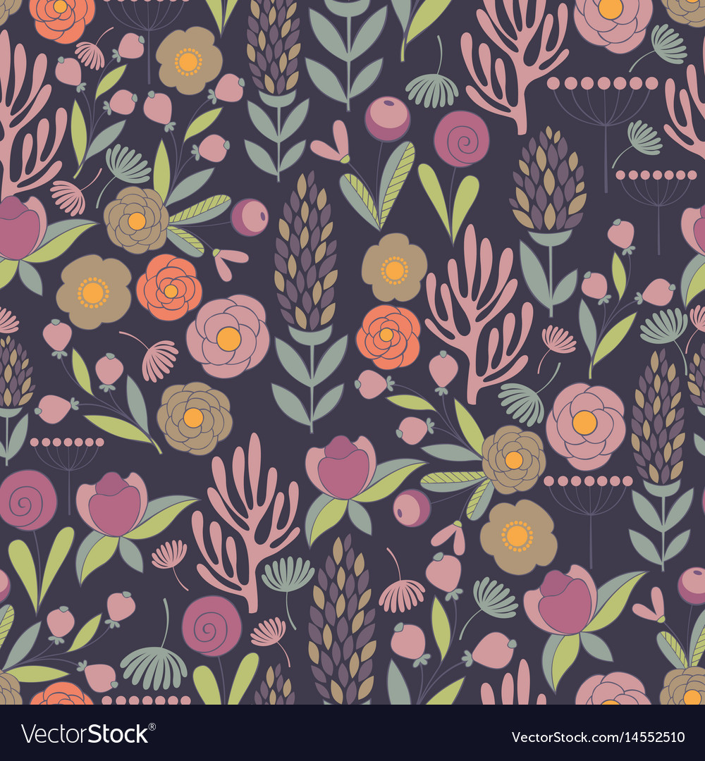 Stylized flowers seamless pattern for design and Vector Image