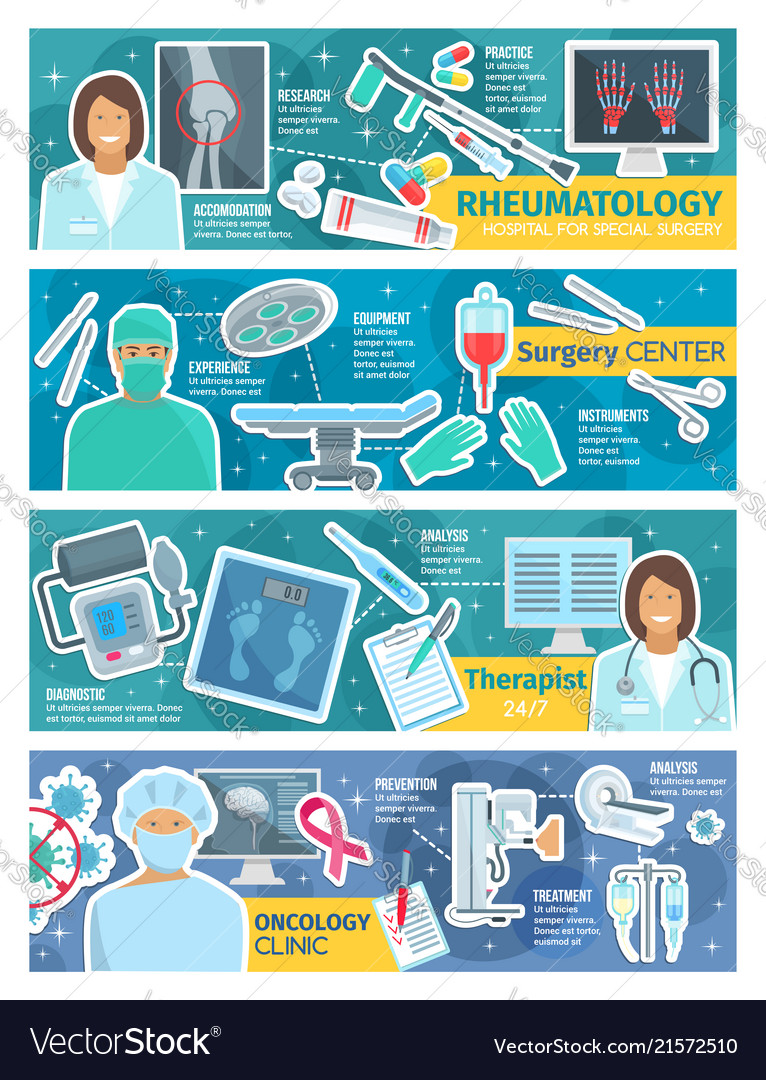 Surgery Therapy Oncology And Rheumatology Banner Vector Image