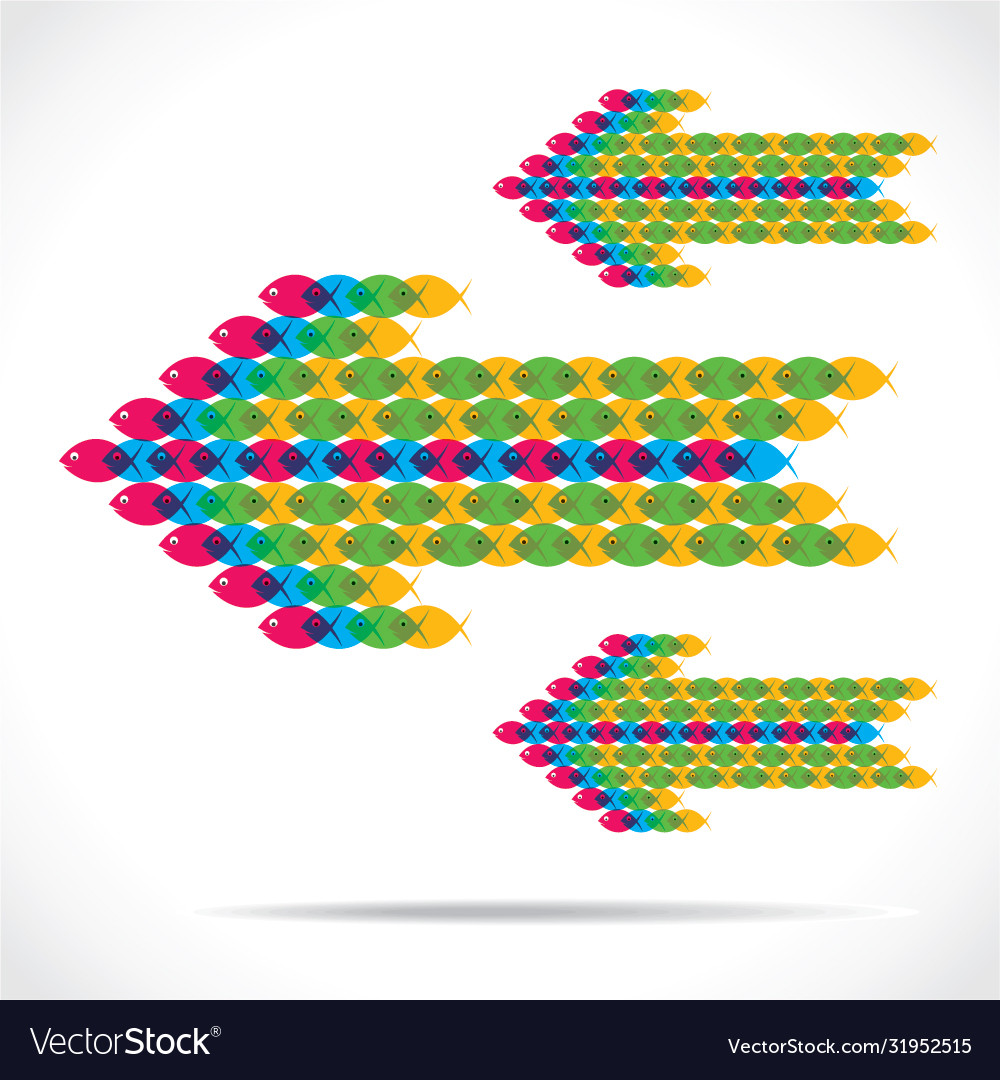 Abstract arrow moving design with group fish