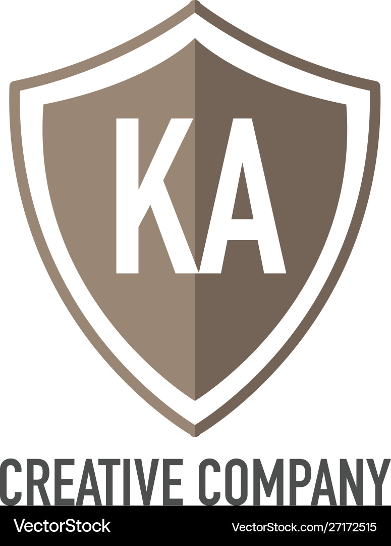 Initial letter ka shield design loco concept Vector Image