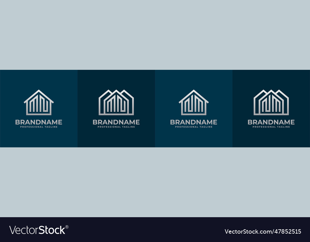 Letter mn and nm home logo set suitable for any Vector Image