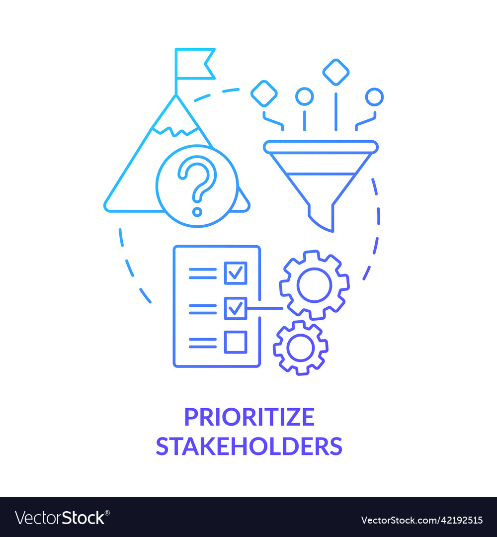 Prioritize stakeholders blue gradient concept icon