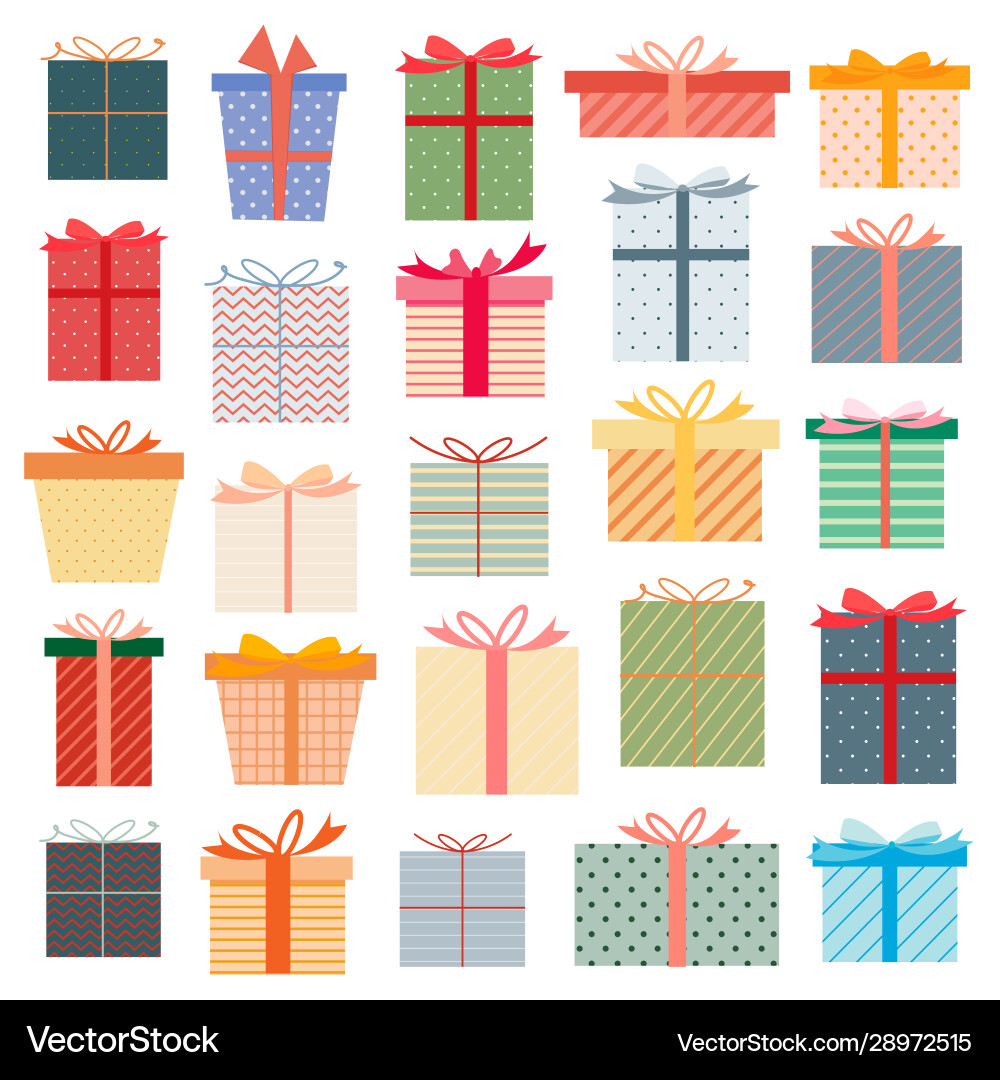 Set gift box colorful presents Royalty Free Vector Image