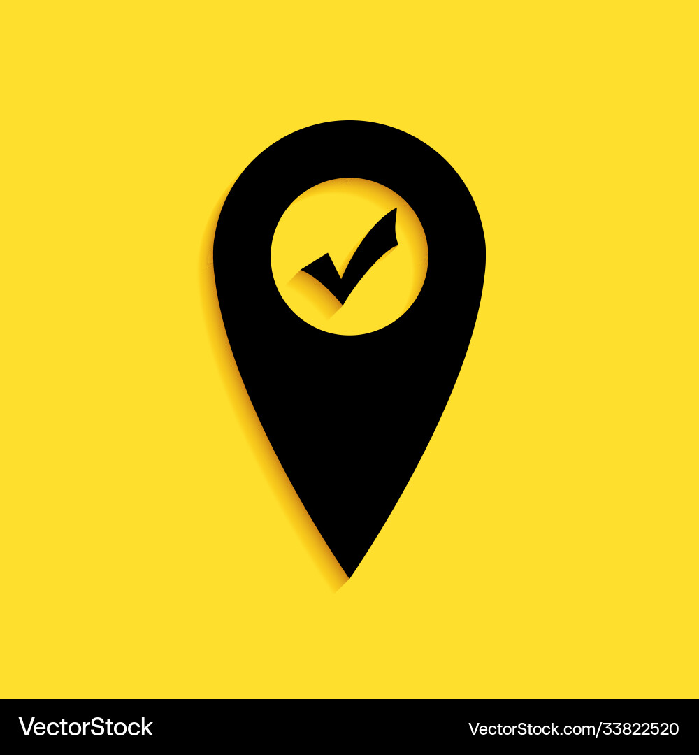 Black map pointer with check mark icon isolated Vector Image