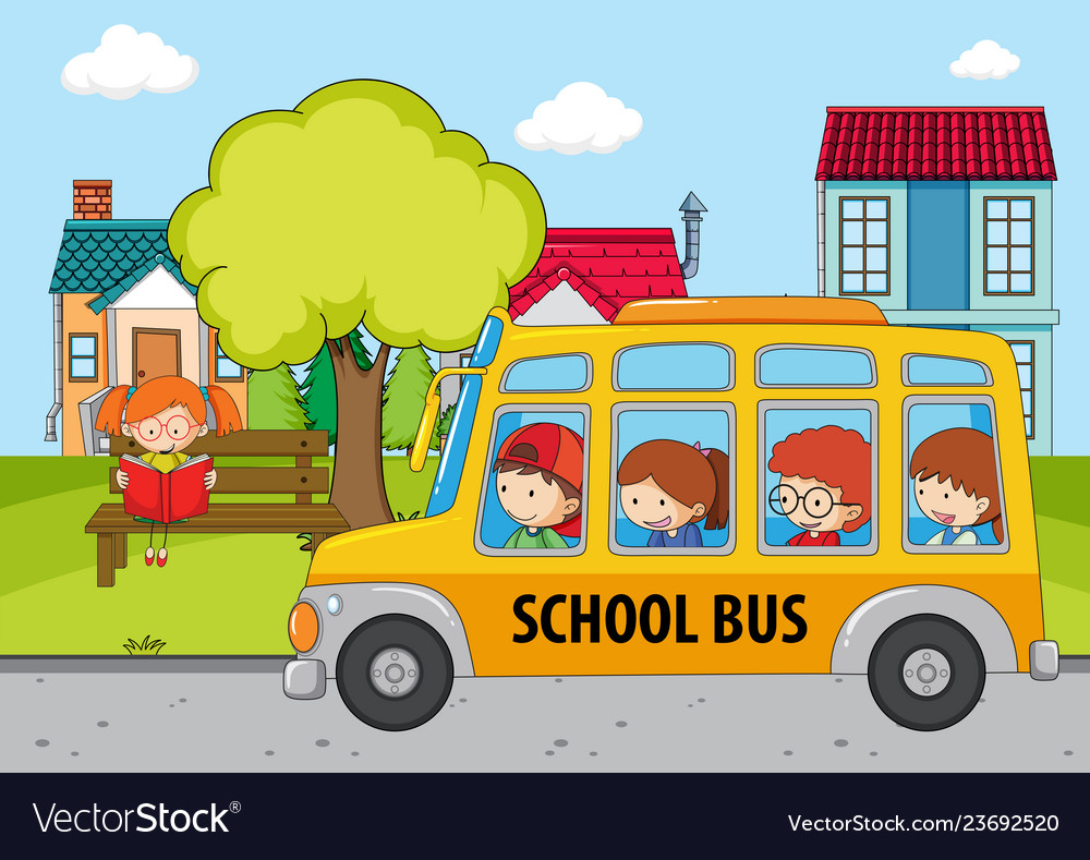 Children in the school bus Royalty Free Vector Image