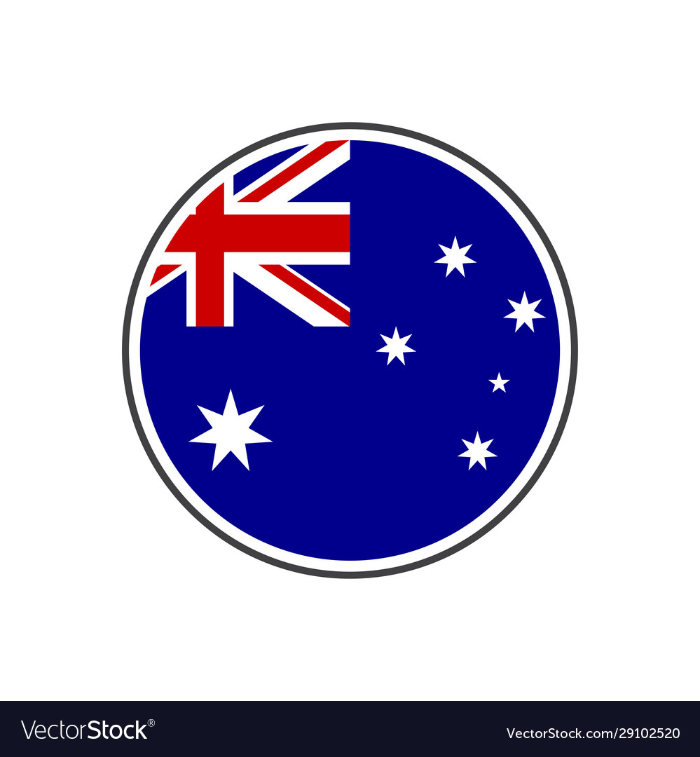 Circle australia flag with icon isolated on white Vector Image