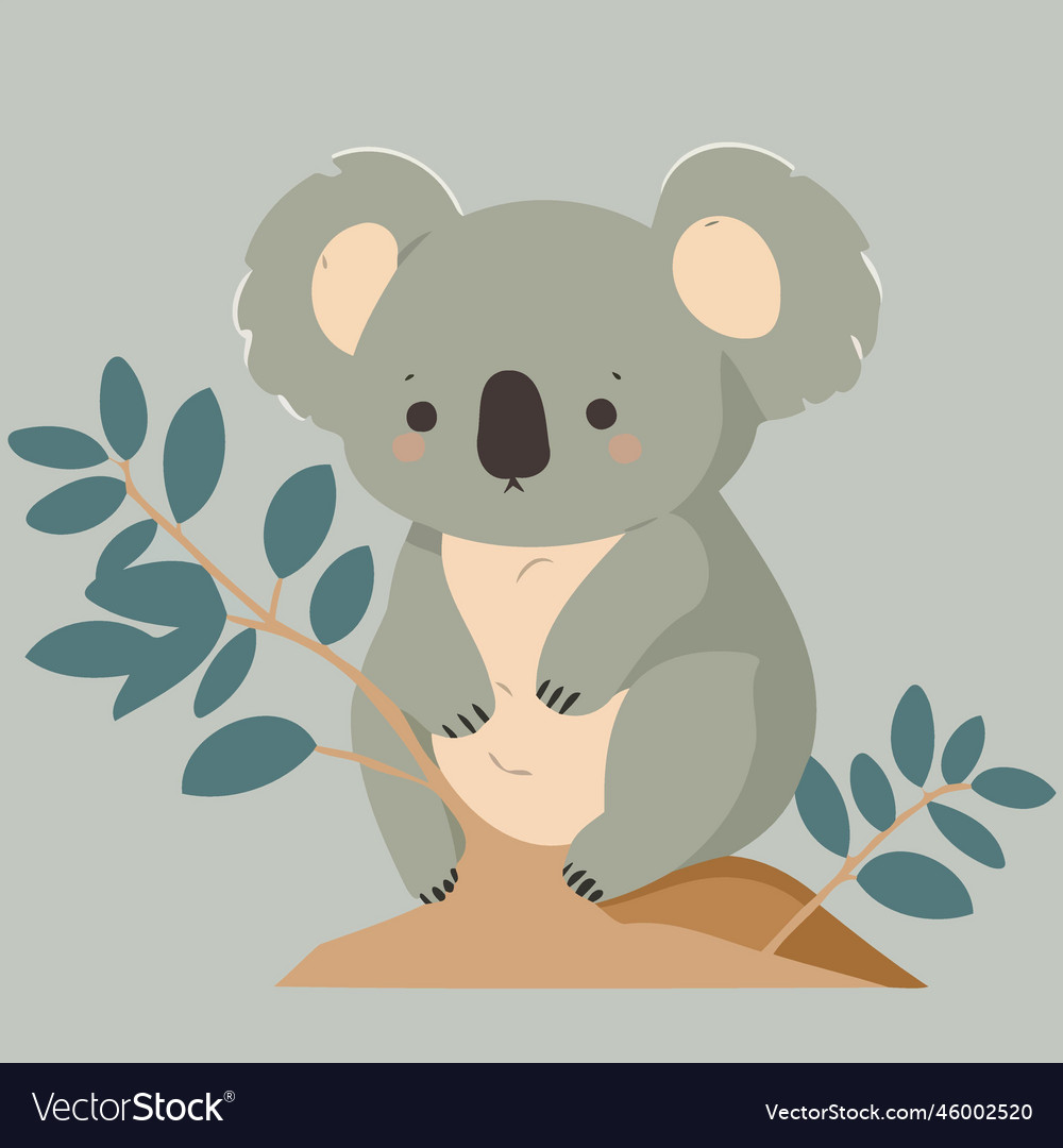 Common koala herbivore mammal animal body Vector Image