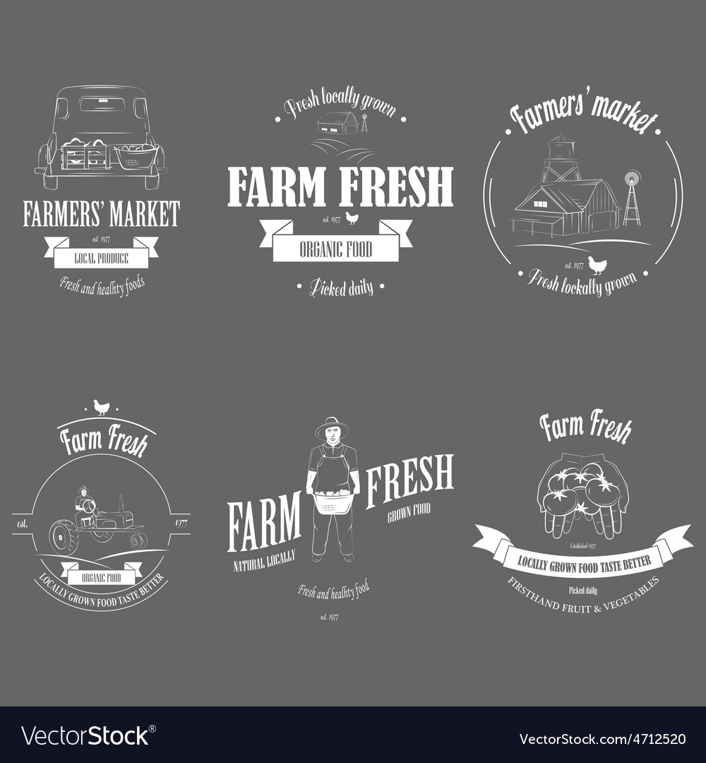 Farm Fresh Products Badge Set Royalty Free Vector Image