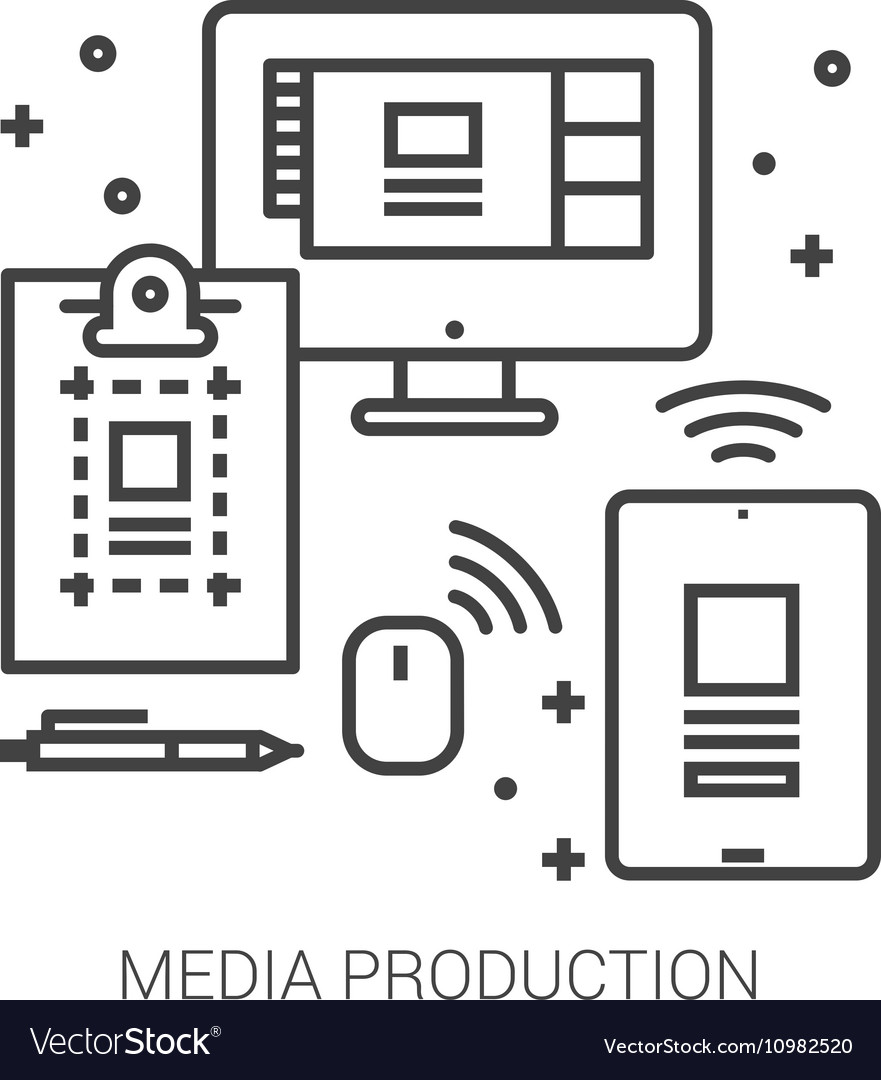 Media production line infographic Royalty Free Vector Image