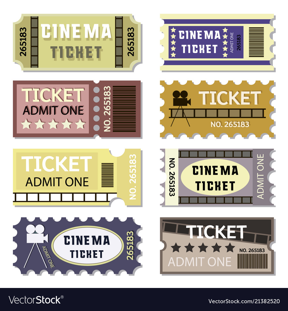 Old cinema tickets for cinema Royalty Free Vector Image