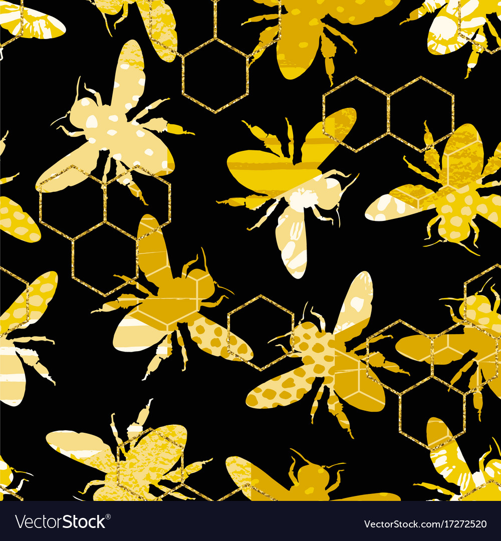 Seamless geometric pattern with bee