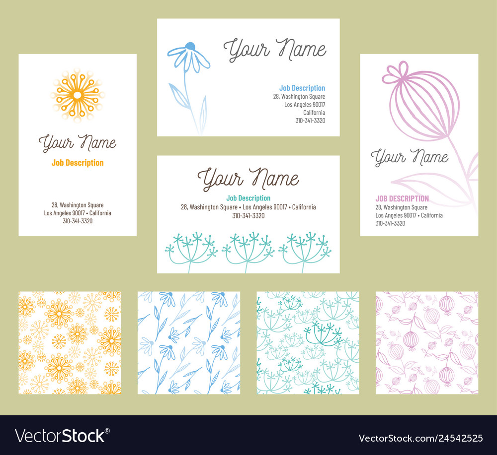 Floral Business Card Template And Patterns