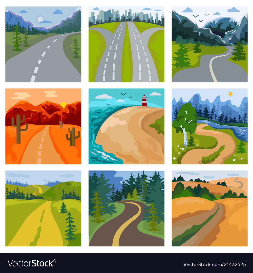 Road Landscape Roadway In Forest And
