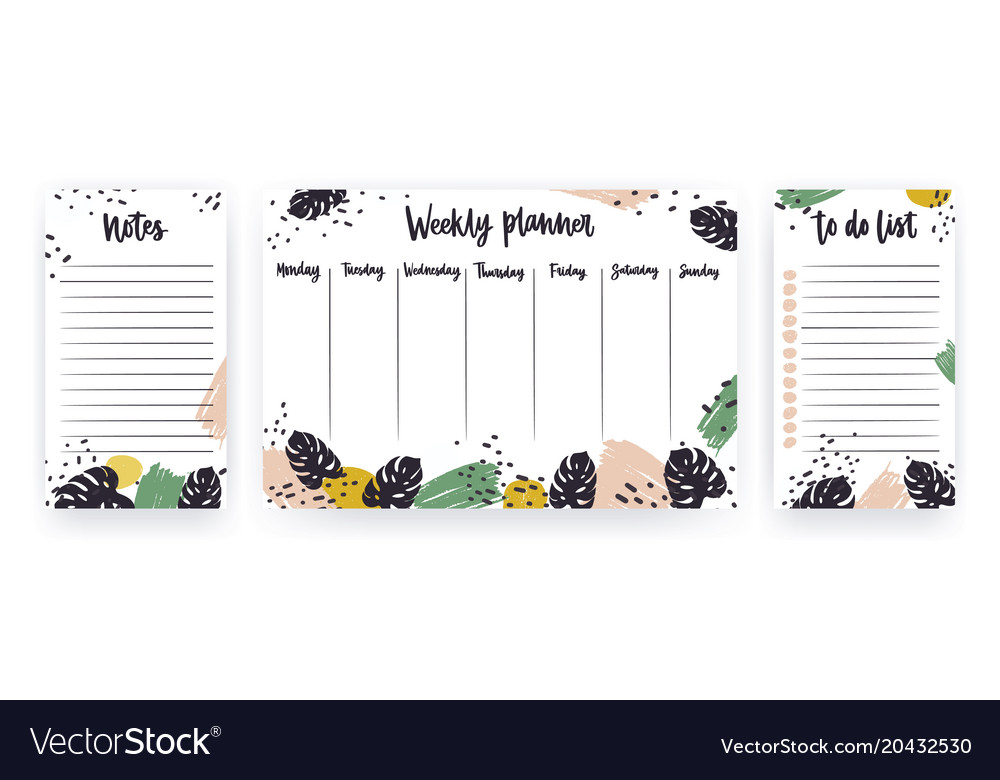 creative weekly planner with week days sheet for vector image