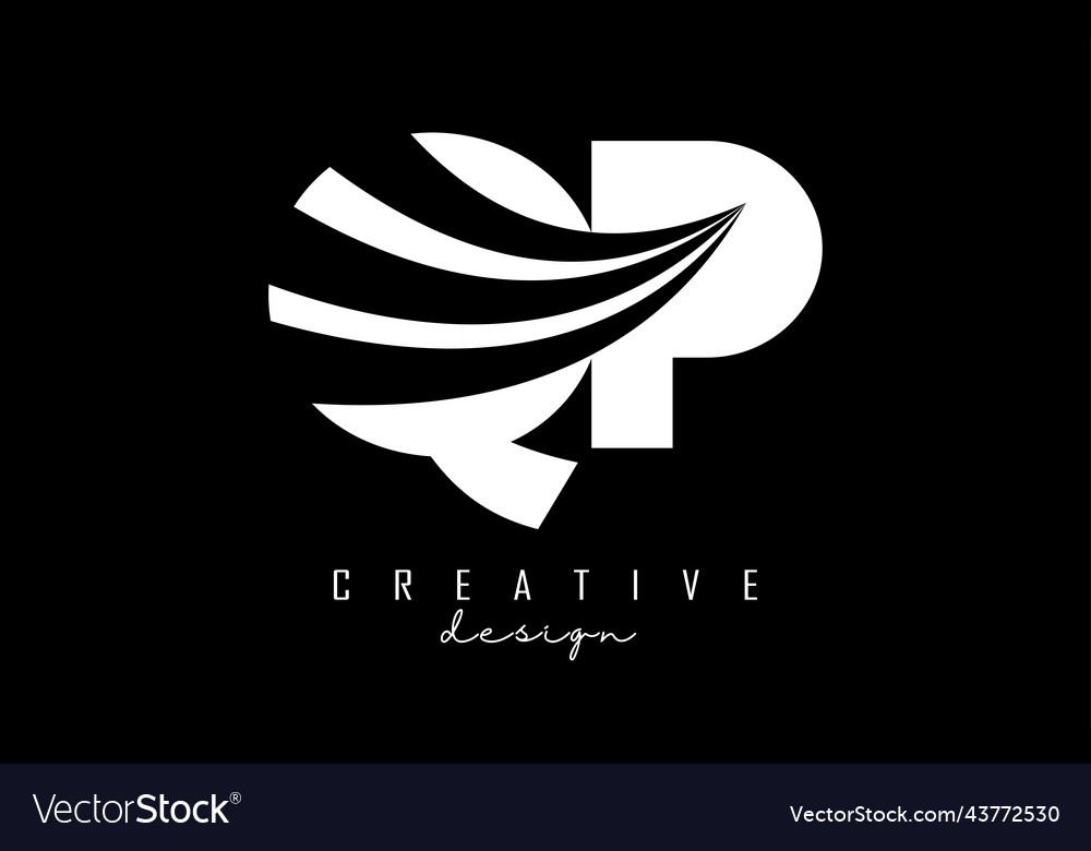 Creative white letters qp q p logo with leading Vector Image