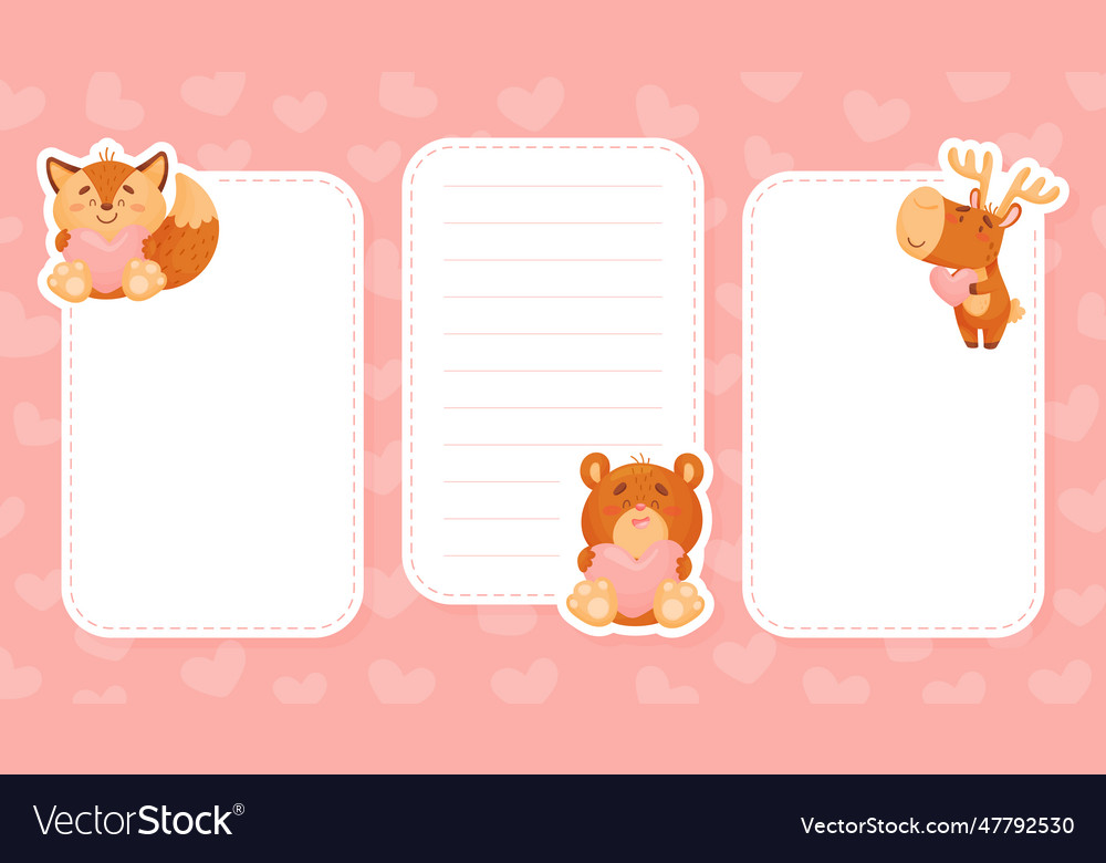 Empty note card with funny cartoon animal Vector Image