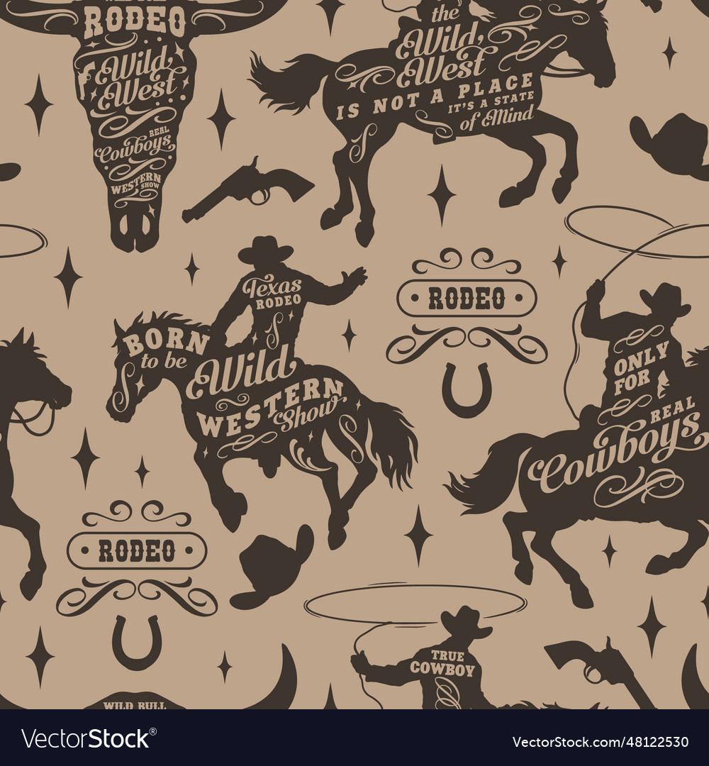 Equestrian rodeo monochrome seamless pattern Vector Image