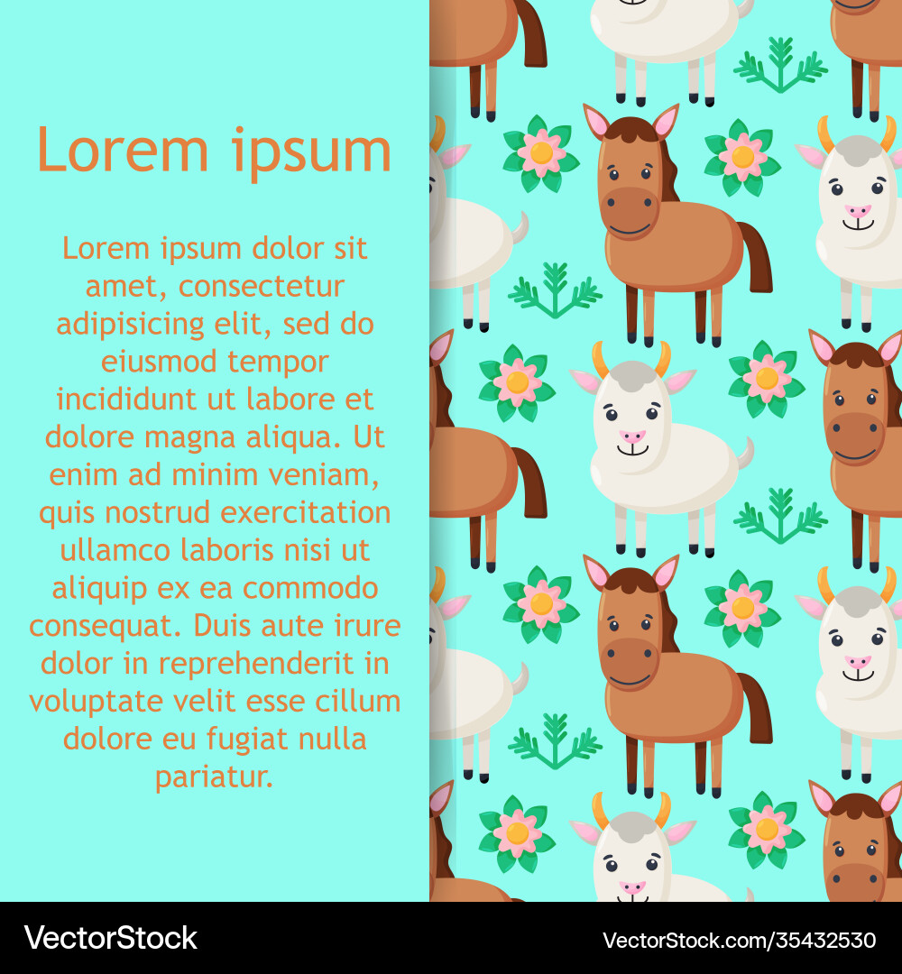 Farm animals seamless pattern Royalty Free Vector Image