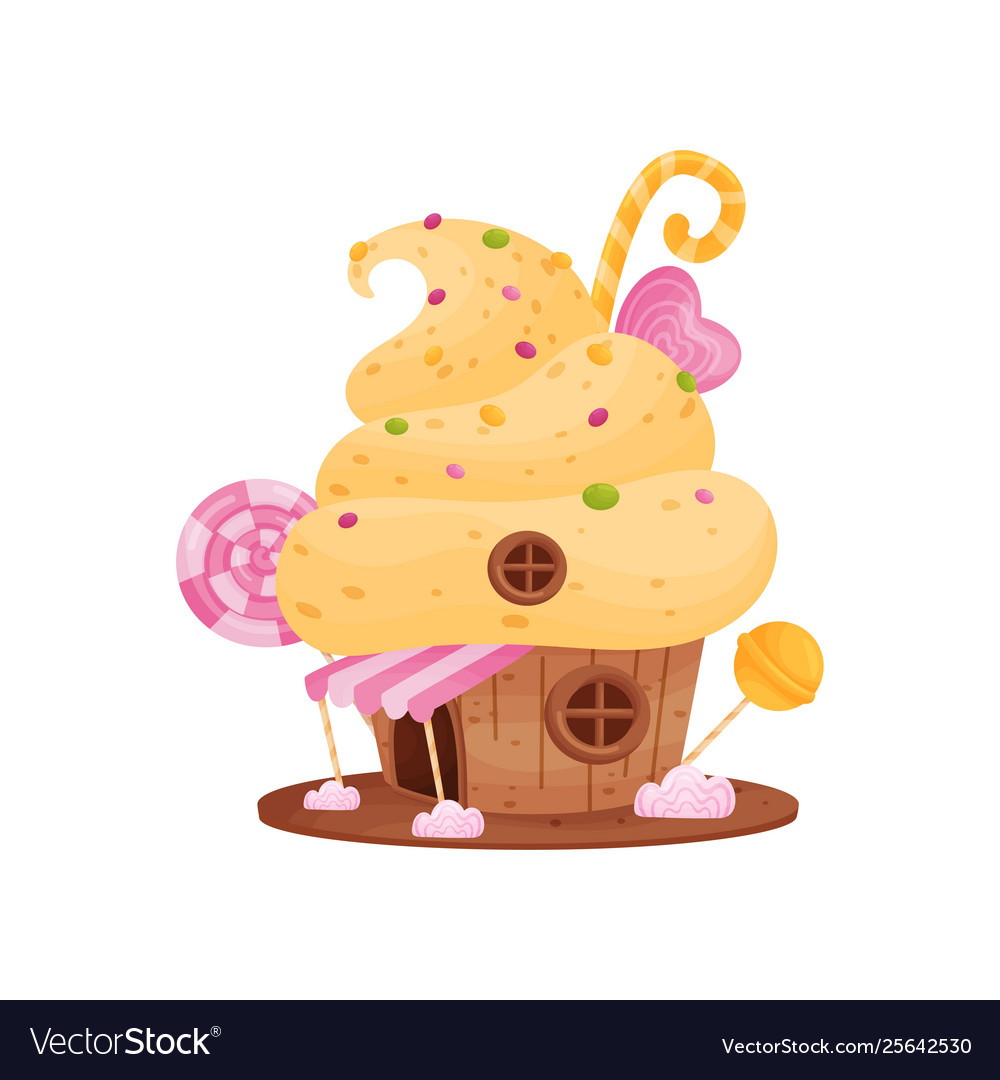 Gingerbread house with yellow cream on roof Vector Image