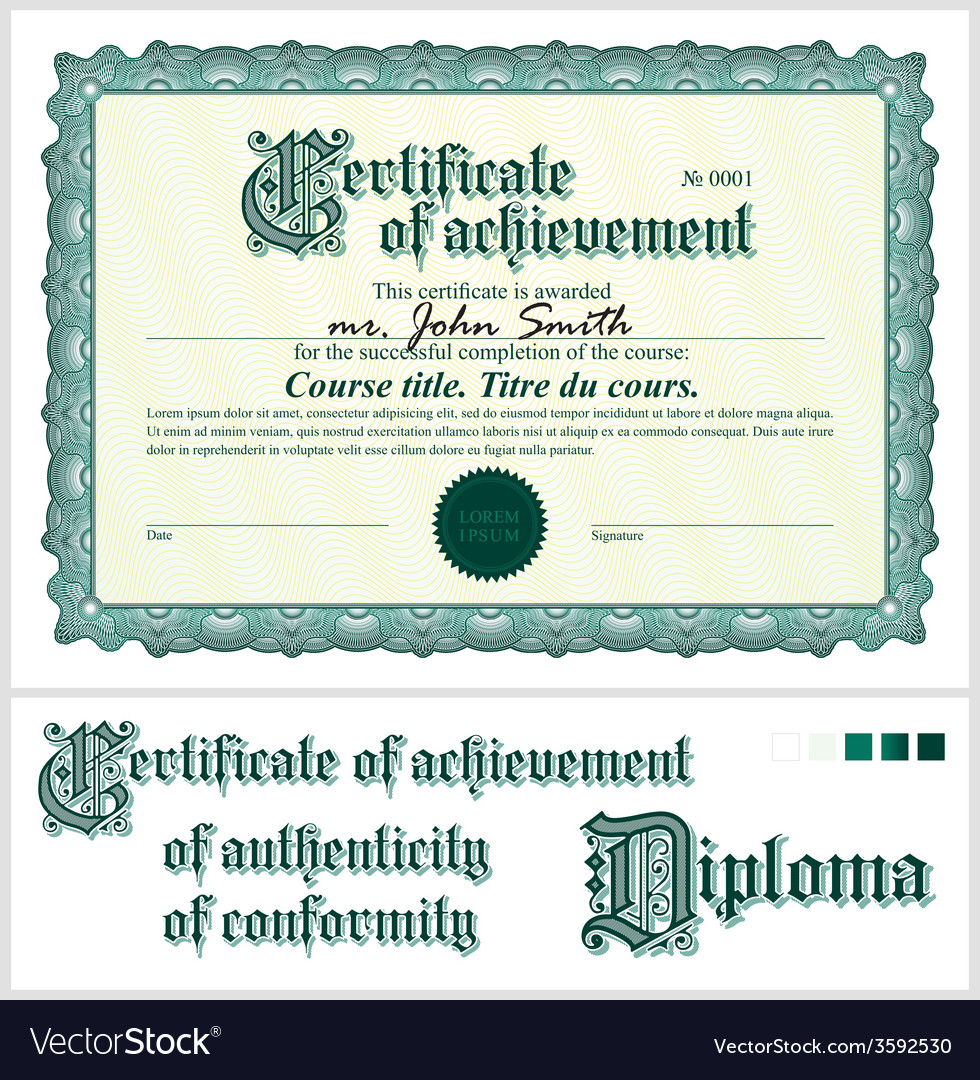 green certificate template horizontal certificate of successful completion