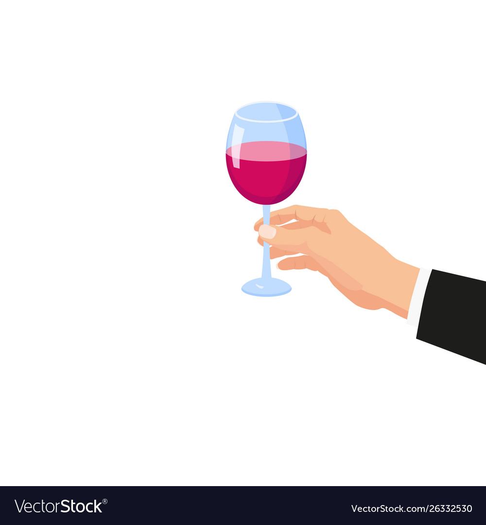 Hand holding a glass red wine template