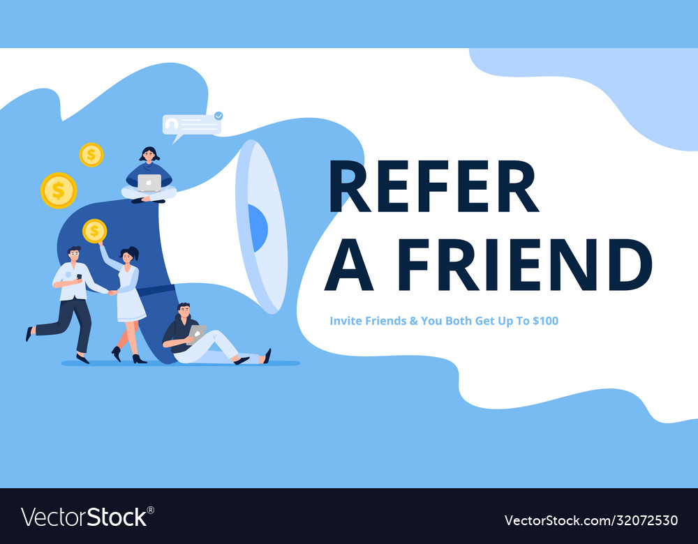 People Invite Friends To A Loyalty Program Vector Image