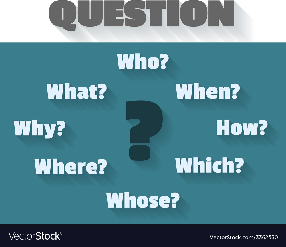 Question Marks And Words - Who How When Which Why Vector Image