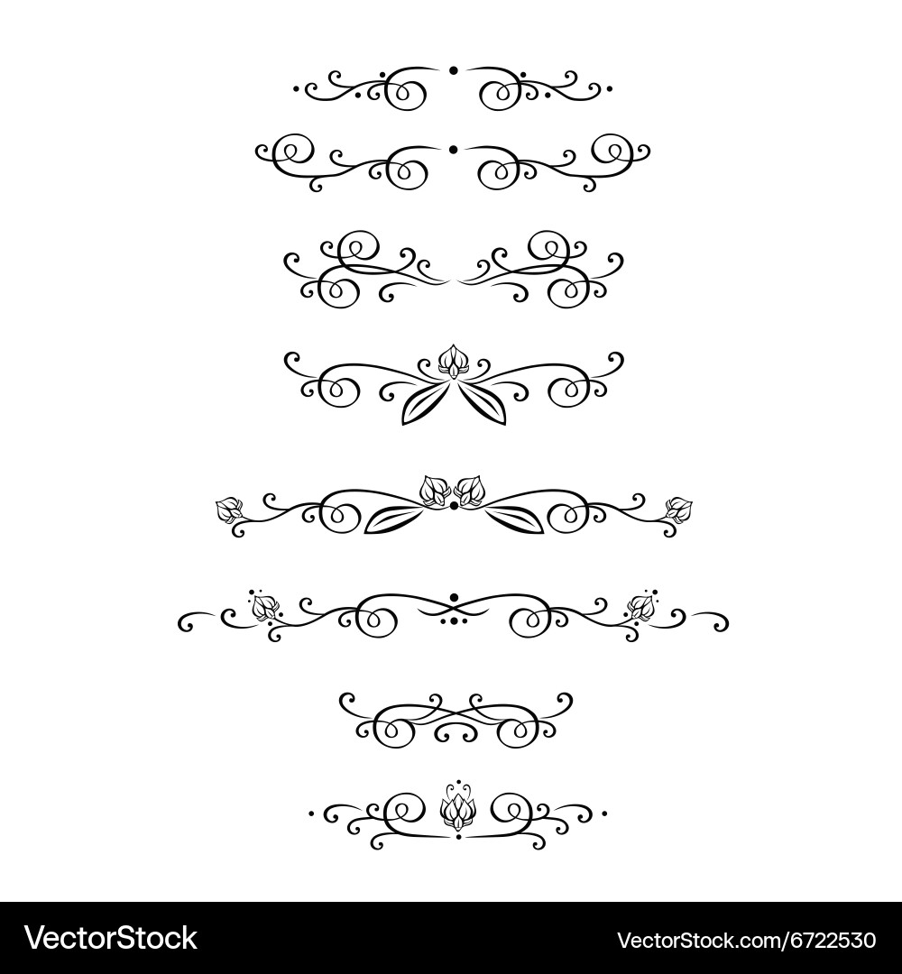 Set calligraphic design elements page Royalty Free Vector