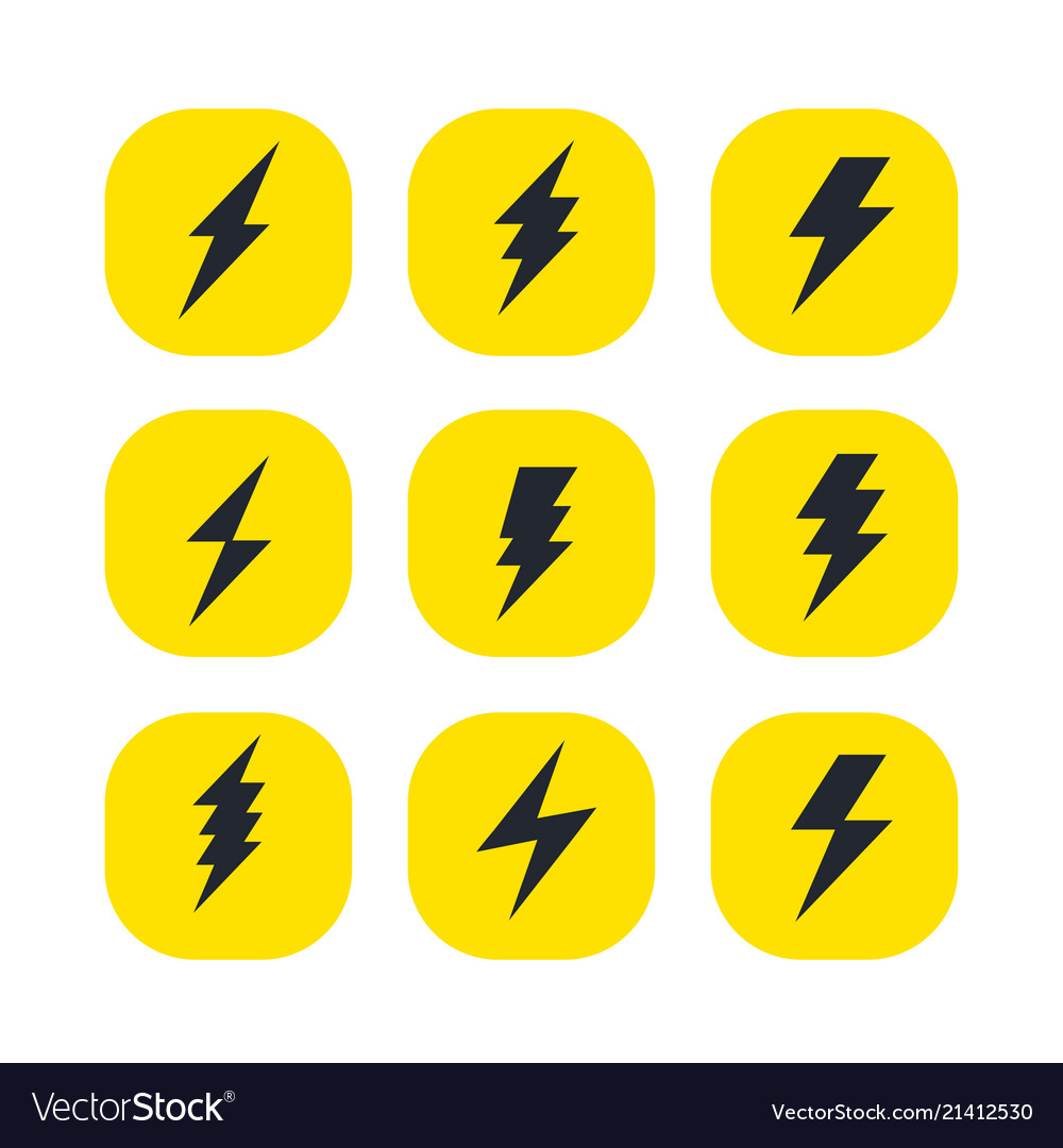 Set Of The Bolts Of Lightning Minimalistic Vector Image