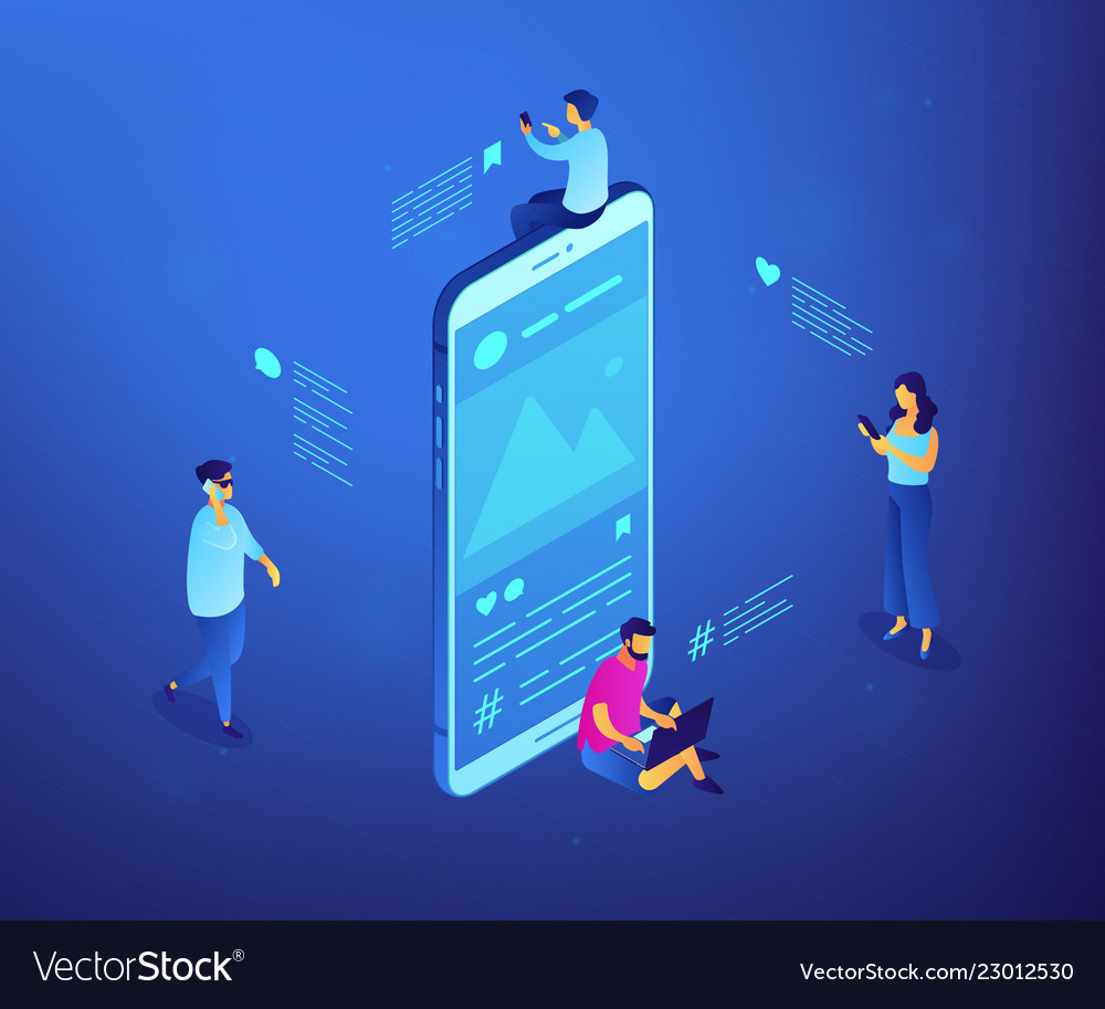 Social media messages isometric 3d concept Vector Image