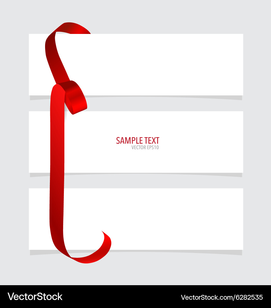 Cards with red ribbon Royalty Free Vector Image