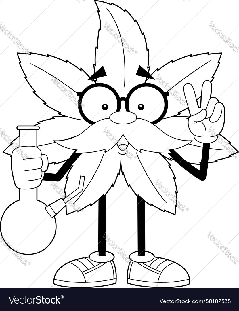 Outlined marijuana leaf professor Royalty Free Vector Image