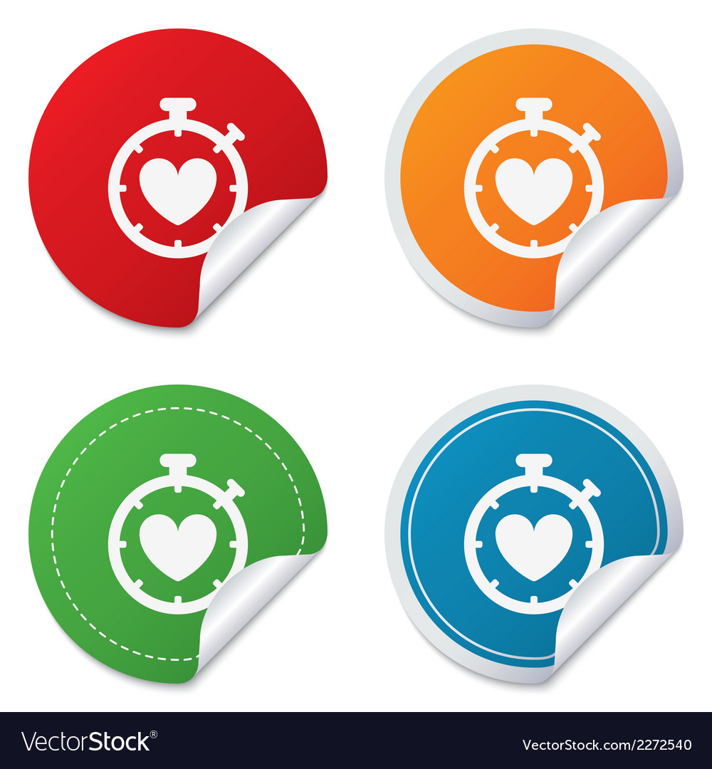 Heart timer sign icon stopwatch symbol