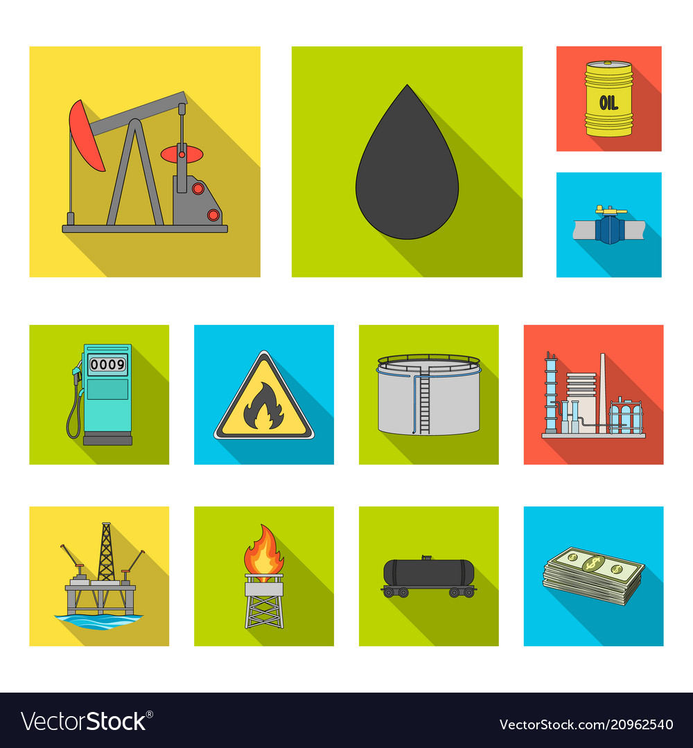 Oil Industry Flat Icons In Set Collection Vector Image