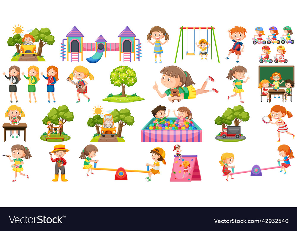 Set Of Children Doing Different Activities Vector Image