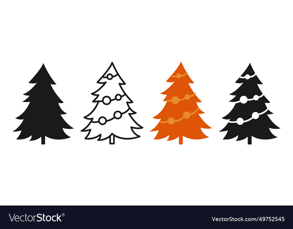 Christmas tree symbol cartoon and doodle stamp Vector Image