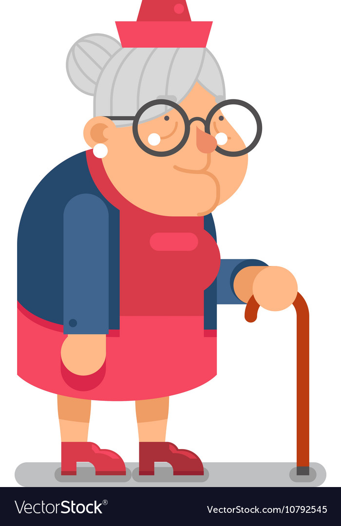 Granny Old Lady Character Cartoon Flat Design Vector Image Hot Sex