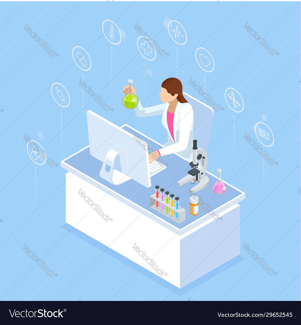 Isometric Online Medical Consultation Health Care Vector Image