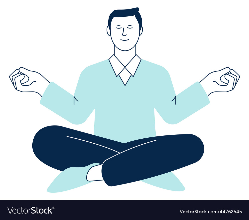 Man meditating clean mind exercise icon Royalty Free Vector