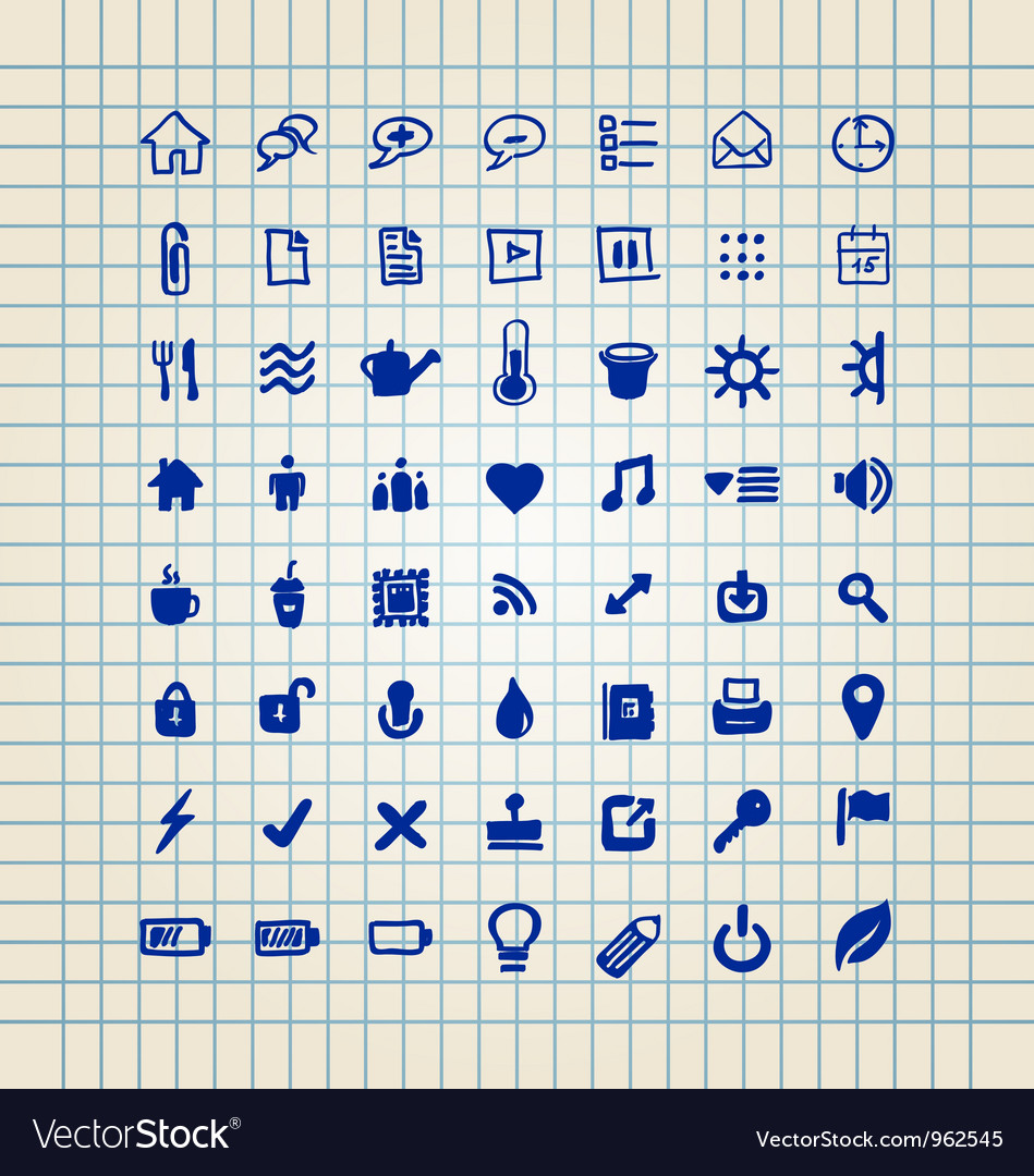 Set hand drawn icons Royalty Free Vector Image