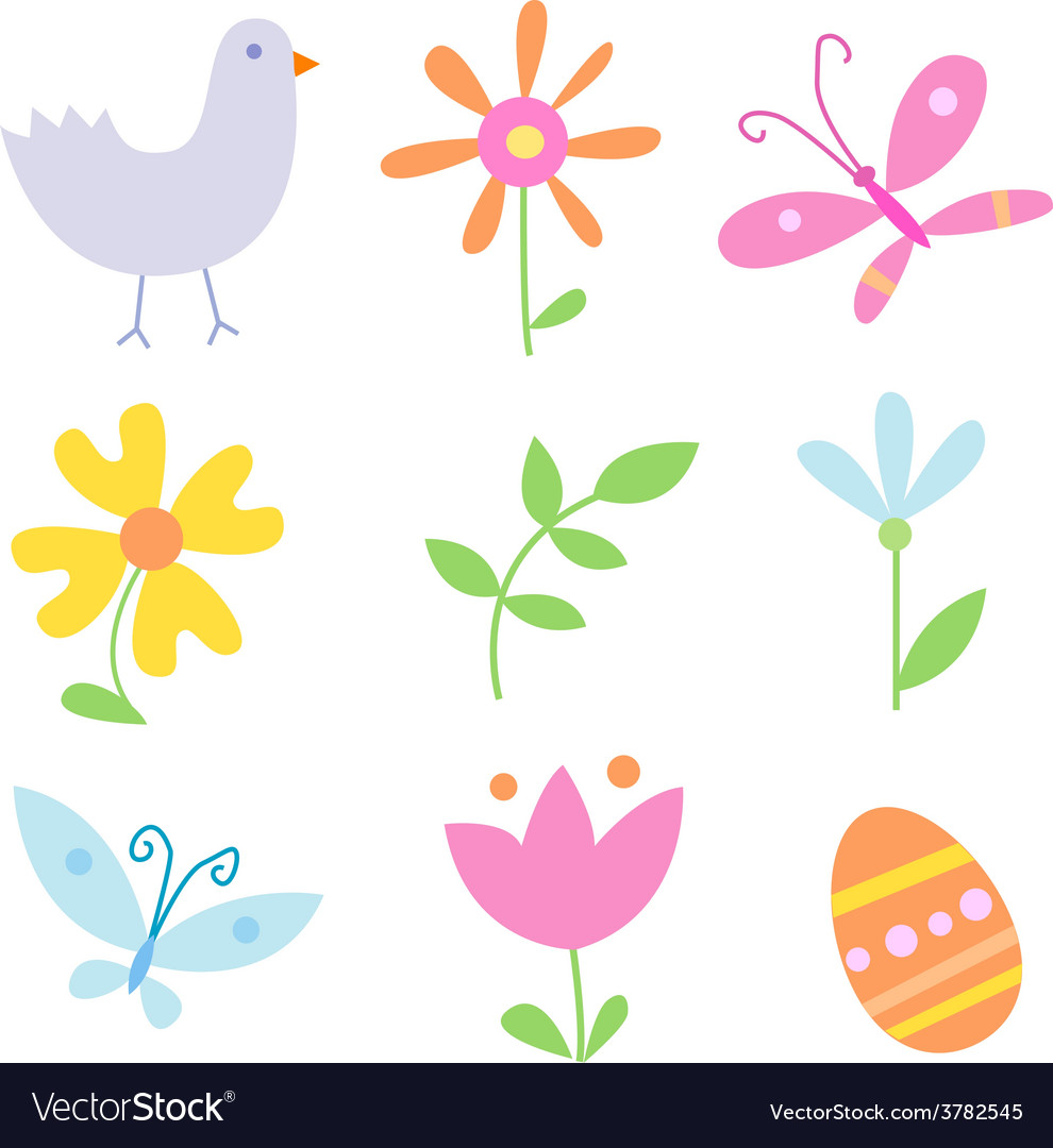 Spring holiday objects Royalty Free Vector Image