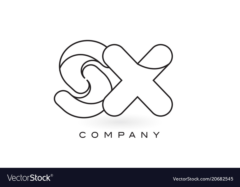 Sx monogram letter logo with thin black