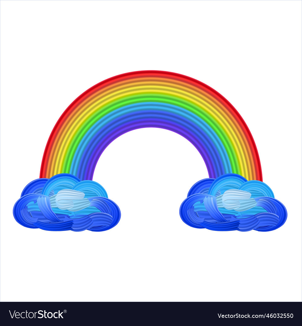 Bunte Regenbogen mit Wolken gezeichnet Ölfarbe