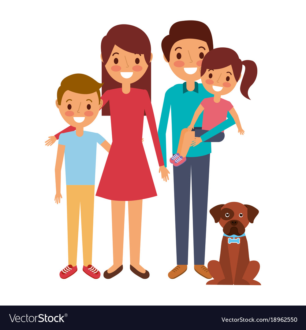 Family together parents with daughter son and dog Vector Image