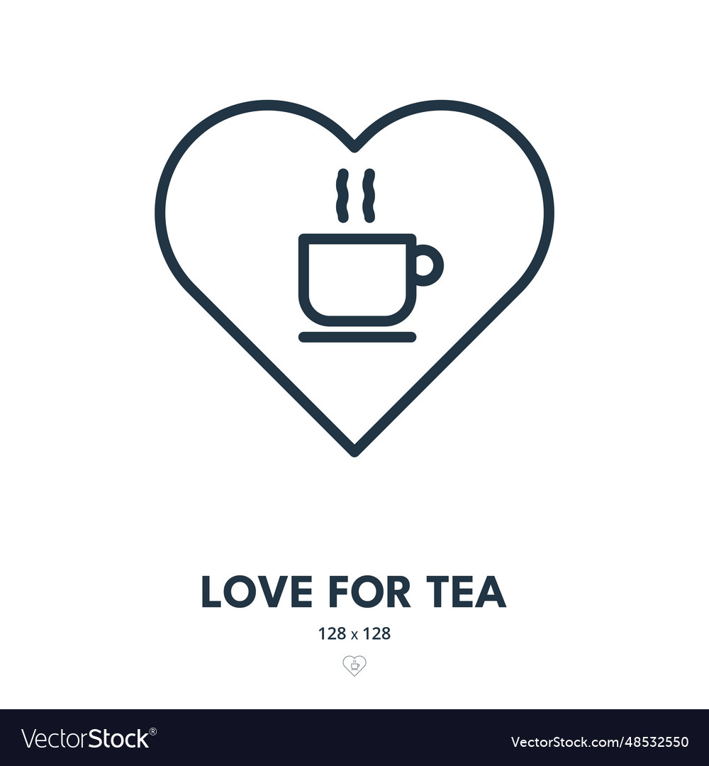 Love for tea icon cup beverage steam Royalty Free Vector