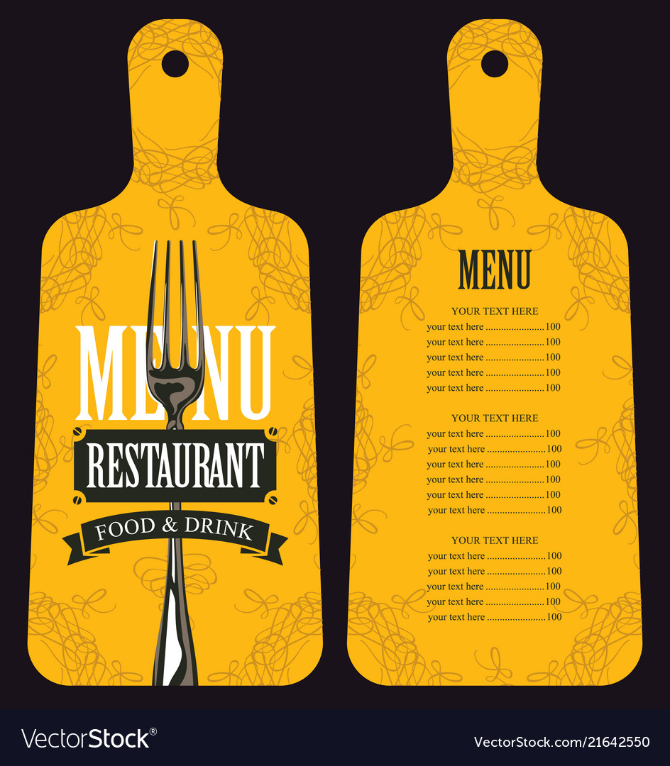 Menu in the form of cutting board with fork Vector Image