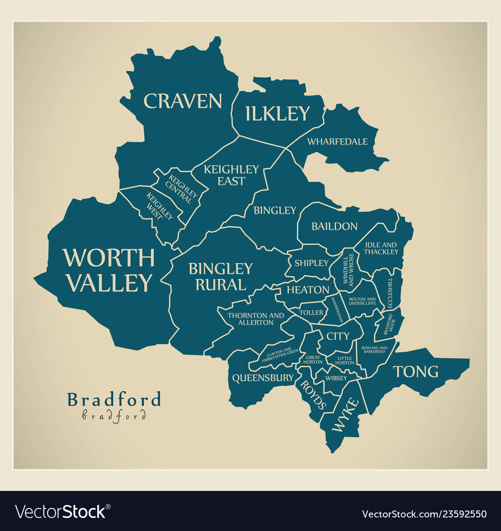 Modern city map - bradford city england Royalty Free Vector