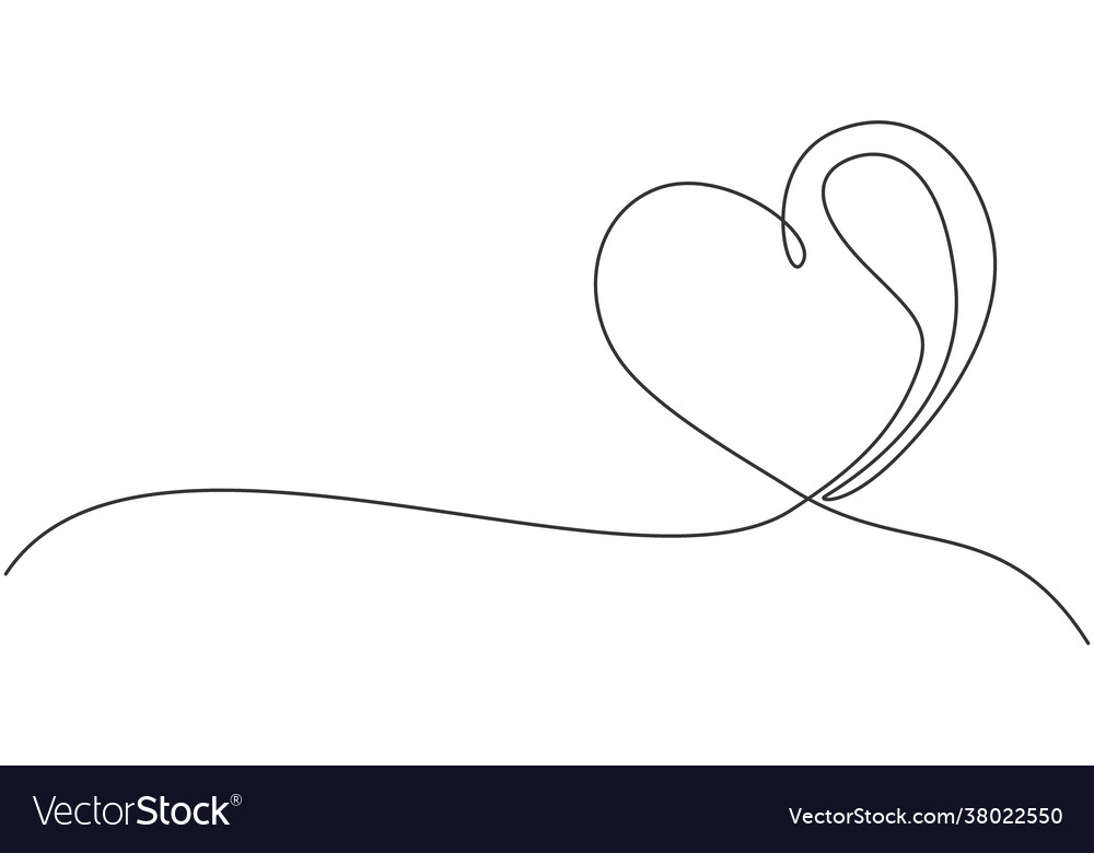 One single line drawing cute love heart shaped Vector Image