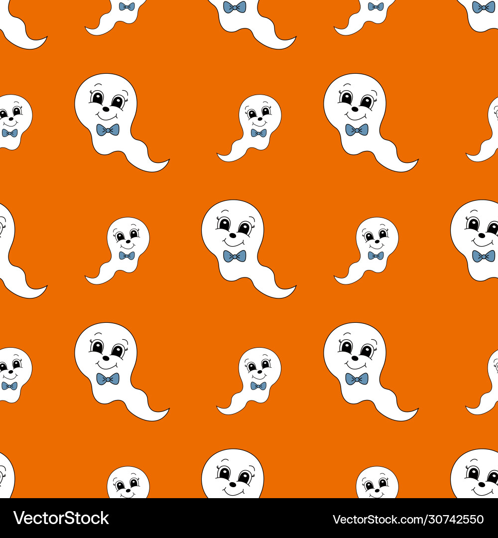 Seamless pattern with cartoon cute ghost Vector Image